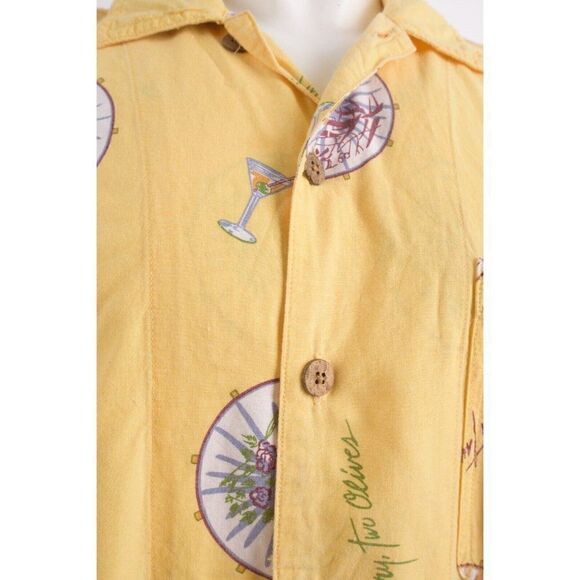 Tommy Bahama Mens Shirt Top Matini Cocktails Size M Yellow Tropical button down - Picture 5 of 6